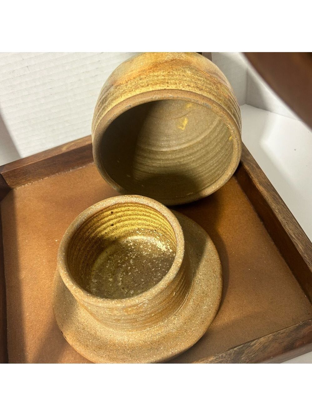 Studio Art Pottery Large Rustic Ceramic Butter Bell Saucer Signed by Artist - Picture 3 of 6